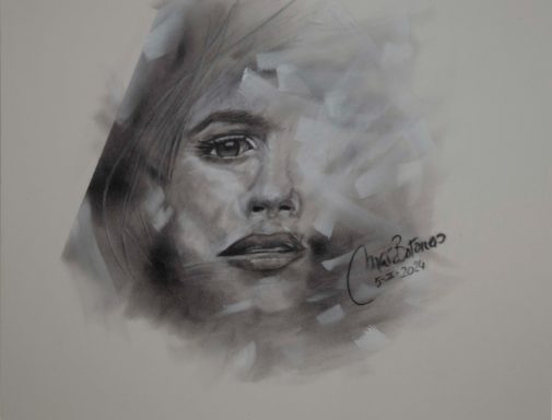"Cuadro  realizado en pastel seco. Dibujo de cara de mujer entre sombras. Realizado por Cuchiart by Mar Botonero"