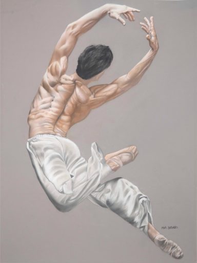 "Cuadro  realizado en pastel seco. Dibujo de un bailarin en el aire. Realizado por Cuchiart by Mar Botonero"